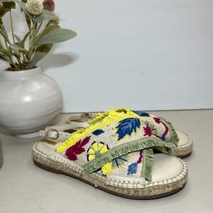 New Sam Edelman Kayden Kid Slingback Sandals Floral Embroidered Girls US 3M NWOB